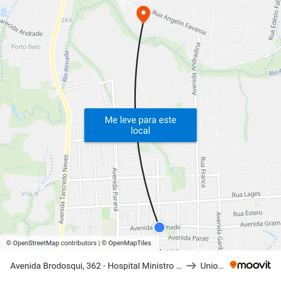 Avenida Brodosqui, 362 - Hospital Ministro Costa Cavalcanti to Unioeste map