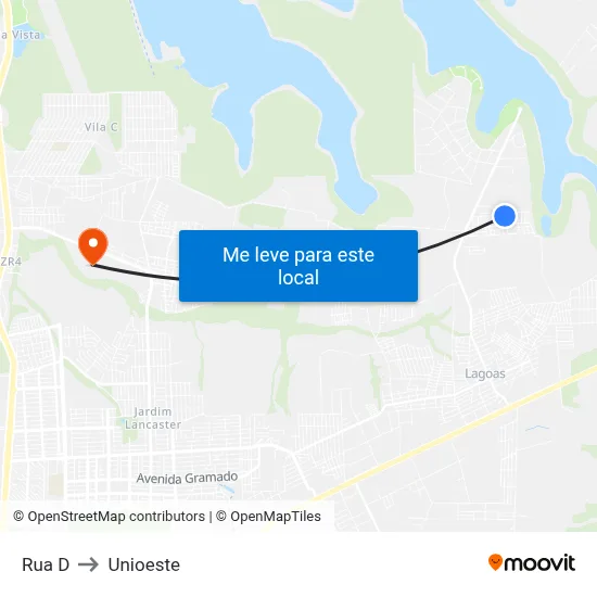 Rua D to Unioeste map