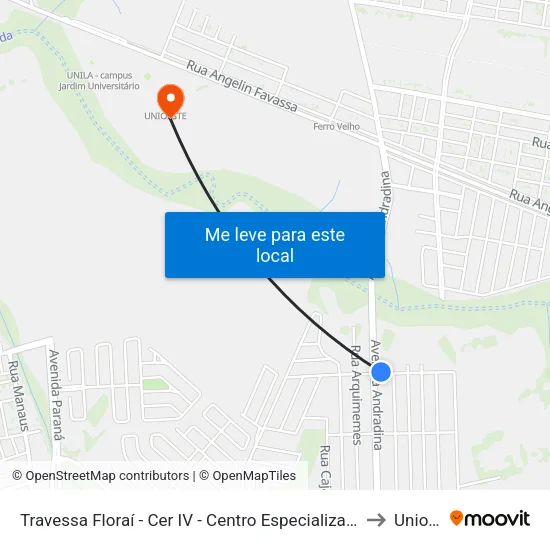 Travessa Floraí - Cer IV - Centro Especializado Em Reabilitação to Unioeste map