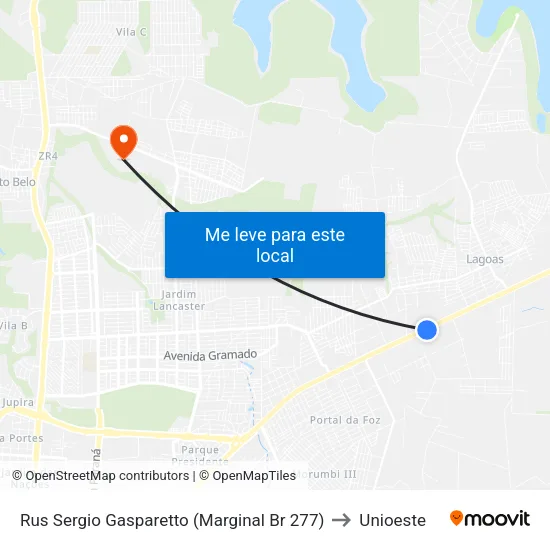 Rus Sergio Gasparetto (Marginal Br 277) to Unioeste map