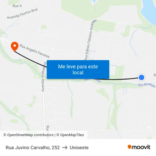 Rua Juvino Carvalho, 252 to Unioeste map