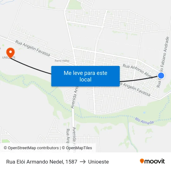 Rua Elói Armando Nedel, 1587 to Unioeste map