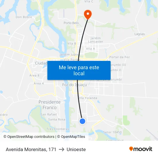 Avenida Morenitas, 171 to Unioeste map