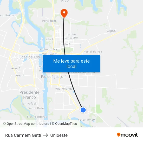 Rua Carmem Gatti to Unioeste map