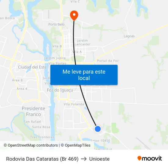 Rodovia Das Cataratas (Br 469) to Unioeste map