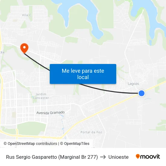 Rus Sergio Gasparetto (Marginal Br 277) to Unioeste map