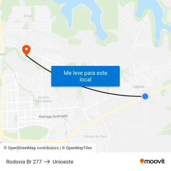 Rodovia Br 277 to Unioeste map