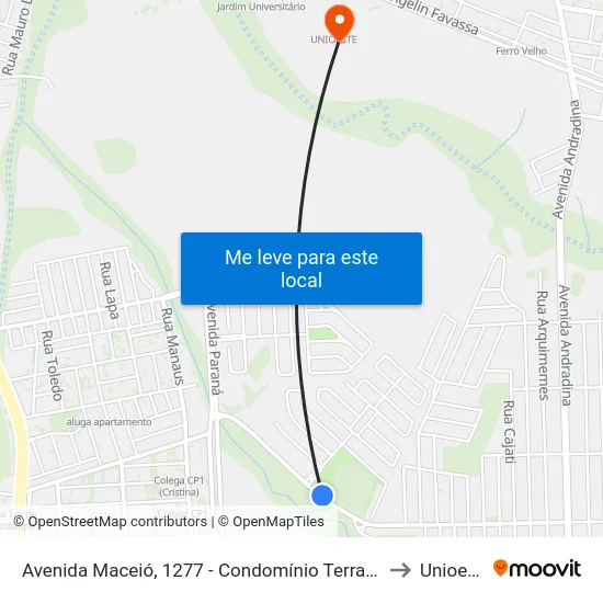 Avenida Maceió, 1277 - Condomínio Terras Alpha to Unioeste map