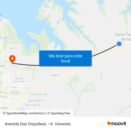 Avenida Das Orquídeas to Unioeste map