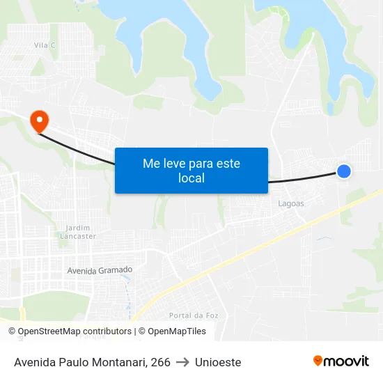 Avenida Paulo Montanari, 266 to Unioeste map