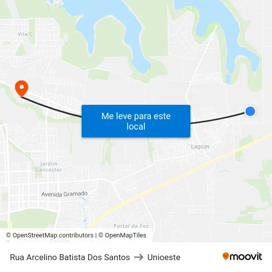 Rua Arcelino Batista Dos Santos to Unioeste map