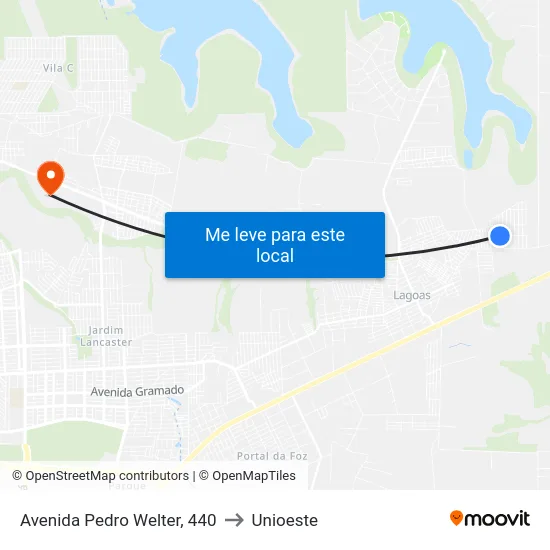 Avenida Pedro Welter, 440 to Unioeste map