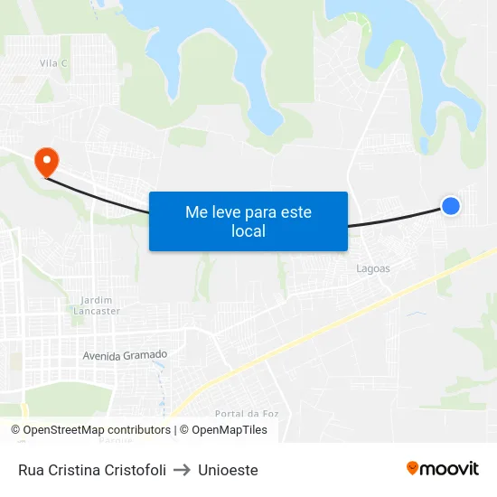 Rua Cristina Cristofoli to Unioeste map
