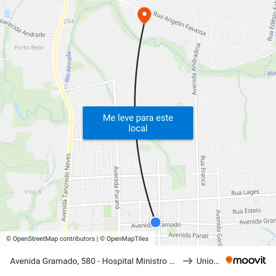 Avenida Gramado, 580 - Hospital Ministro Costa Cavalcanti to Unioeste map