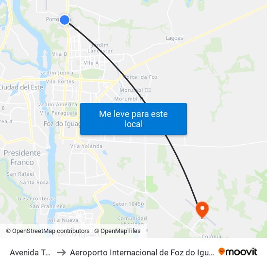 Avenida Tancredo Neves, 269 to Aeroporto Internacional de Foz do Iguaçu / Cataratas (IGU) (Aeroporto Internacional de Foz do Igua map