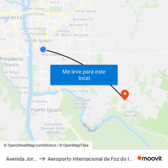 Avenida Jorge Schimmelpfeng 725 to Aeroporto Internacional de Foz do Iguaçu / Cataratas (IGU) (Aeroporto Internacional de Foz do Igua map
