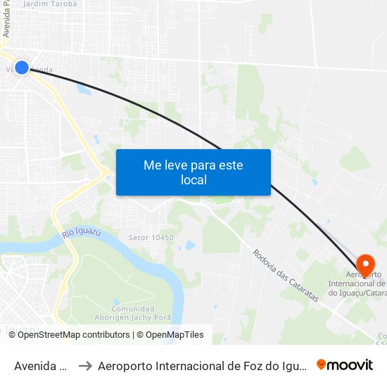 Avenida Das Cataratas, 730 to Aeroporto Internacional de Foz do Iguaçu / Cataratas (IGU) (Aeroporto Internacional de Foz do Igua map