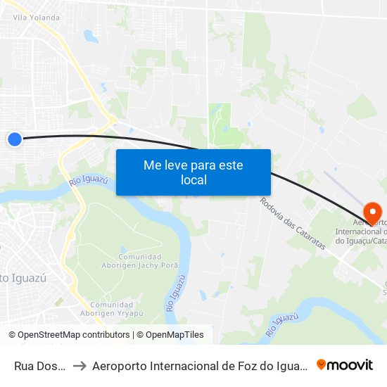Rua Dos Golfinhos, 1211 to Aeroporto Internacional de Foz do Iguaçu / Cataratas (IGU) (Aeroporto Internacional de Foz do Igua map