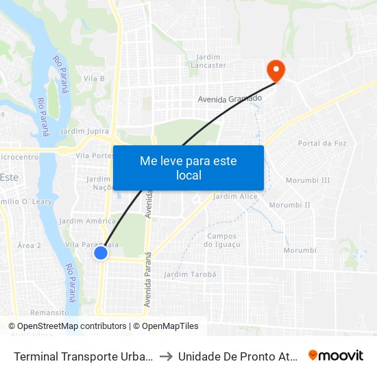 Terminal Transporte Urbano (Ala 02) to Unidade De Pronto Atendimento map