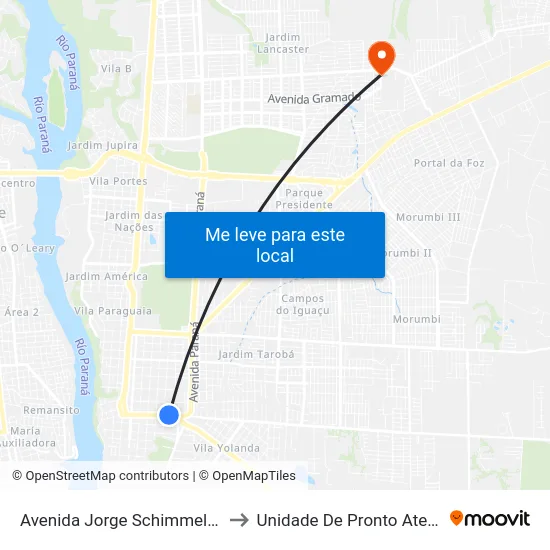 Avenida Jorge Schimmelpfeng 725 to Unidade De Pronto Atendimento map