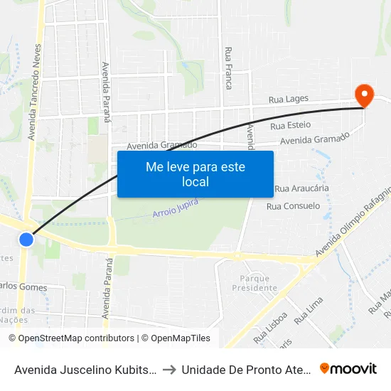Avenida Juscelino Kubitscheck, 27 to Unidade De Pronto Atendimento map
