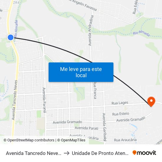 Avenida Tancredo Neves, 3510 to Unidade De Pronto Atendimento map