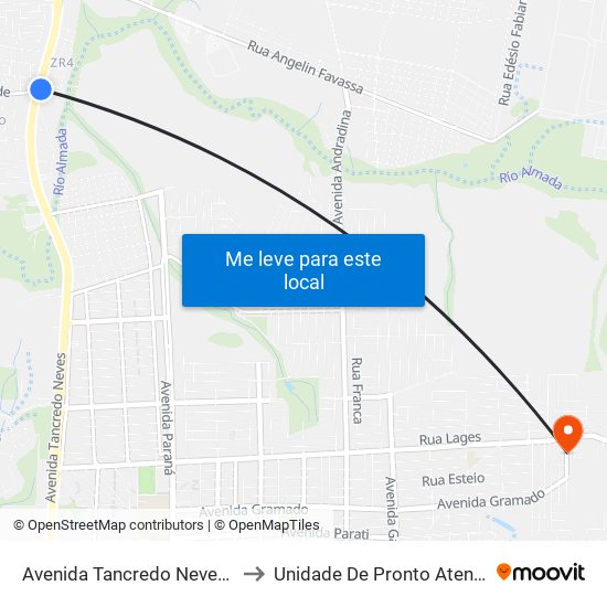Avenida Tancredo Neves, 14834 to Unidade De Pronto Atendimento map