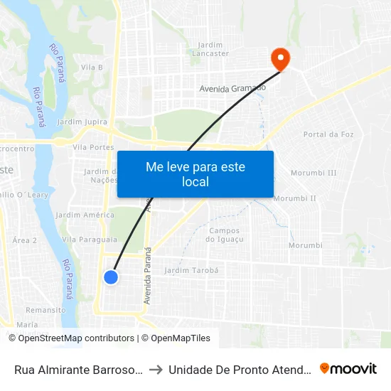 Rua Almirante Barroso, 1838 to Unidade De Pronto Atendimento map