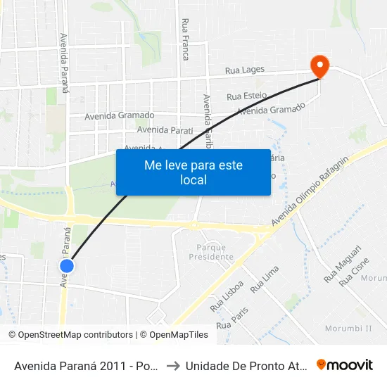 Avenida Paraná 2011 - Polícia Federal to Unidade De Pronto Atendimento map