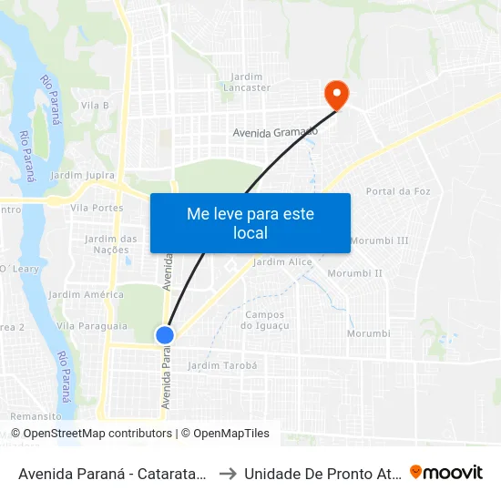 Avenida Paraná - Cataratas Jl Shopping to Unidade De Pronto Atendimento map