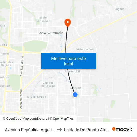 Avenida República Argentina, 5747 to Unidade De Pronto Atendimento map