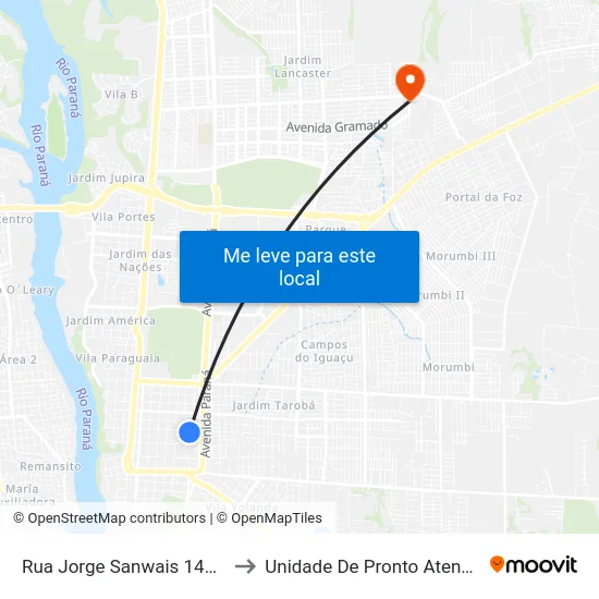Rua Jorge Sanwais 1414 - Udc to Unidade De Pronto Atendimento map