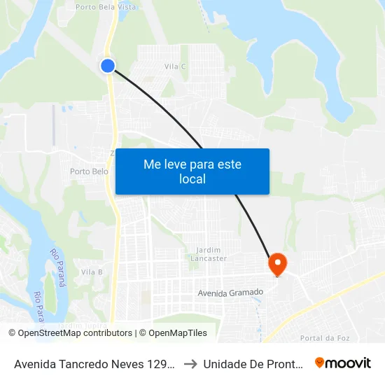 Avenida Tancredo Neves 12901 - Itaipu Binacional to Unidade De Pronto Atendimento map