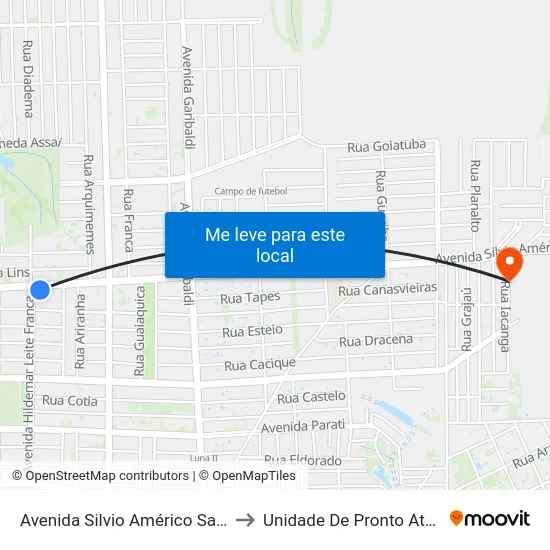 Avenida Silvio Américo Sasdelli, 1780 to Unidade De Pronto Atendimento map