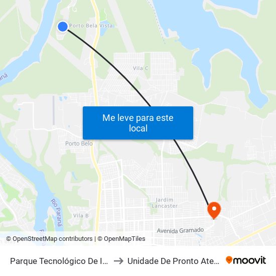 Parque Tecnológico De Itaipu (Pti) to Unidade De Pronto Atendimento map