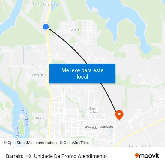 Barreira to Unidade De Pronto Atendimento map