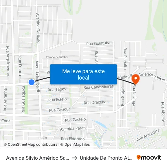 Avenida Silvio Américo Sasdelli, 2573 to Unidade De Pronto Atendimento map