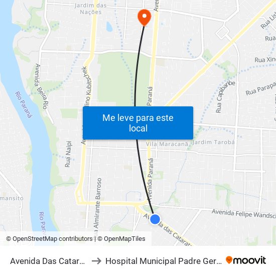 Avenida Das Cataratas, 322 to Hospital Municipal Padre Germano Lauck map