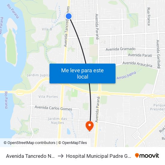 Avenida Tancredo Neves, 1994 to Hospital Municipal Padre Germano Lauck map