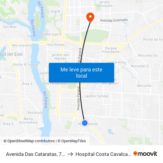 Avenida Das Cataratas, 730 to Hospital Costa Cavalcanti map