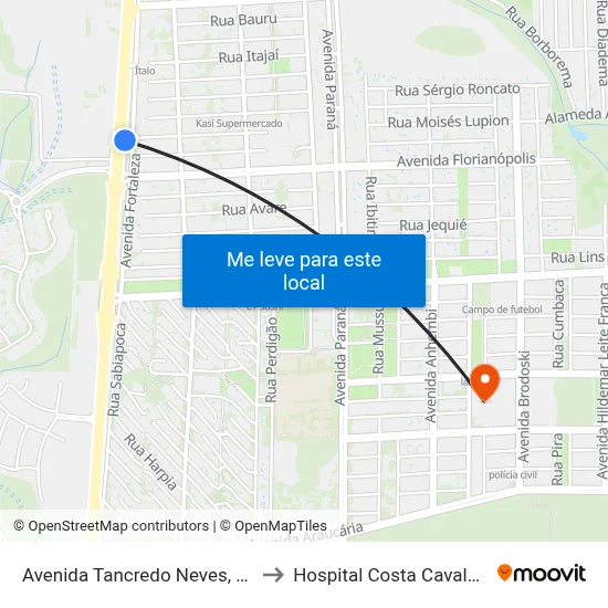 Avenida Tancredo Neves, 1994 to Hospital Costa Cavalcanti map