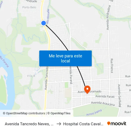Avenida Tancredo Neves, 3510 to Hospital Costa Cavalcanti map