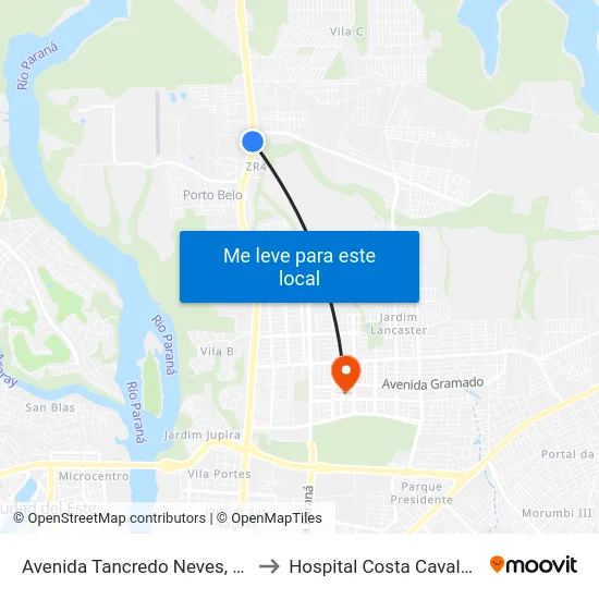 Avenida Tancredo Neves, 5057 to Hospital Costa Cavalcanti map