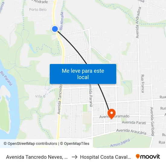 Avenida Tancredo Neves, 3511 to Hospital Costa Cavalcanti map