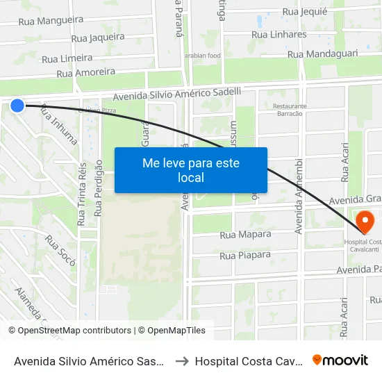 Avenida Silvio Américo Sasdelli, 386 to Hospital Costa Cavalcanti map