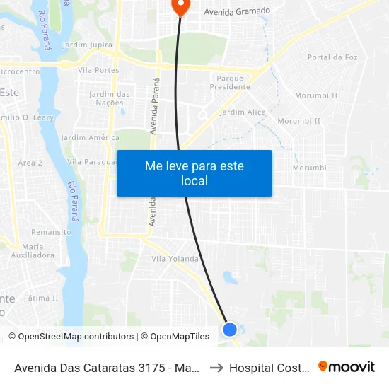 Avenida Das Cataratas 3175 - Mabu Thermas Grand Resort to Hospital Costa Cavalcanti map