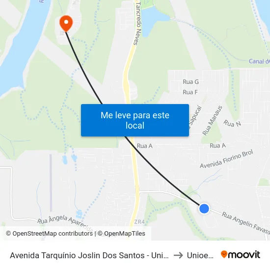 Avenida Tarquínio Joslin Dos Santos - Unioeste to Unioeste map