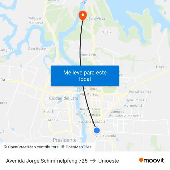 Avenida Jorge Schimmelpfeng 725 to Unioeste map