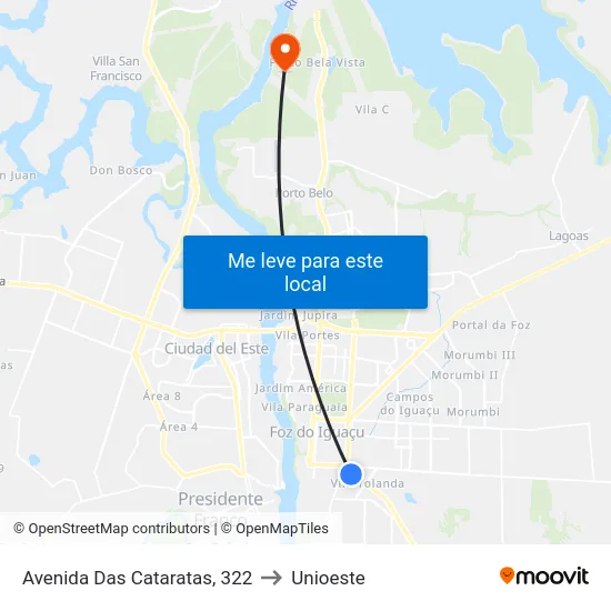 Avenida Das Cataratas, 322 to Unioeste map