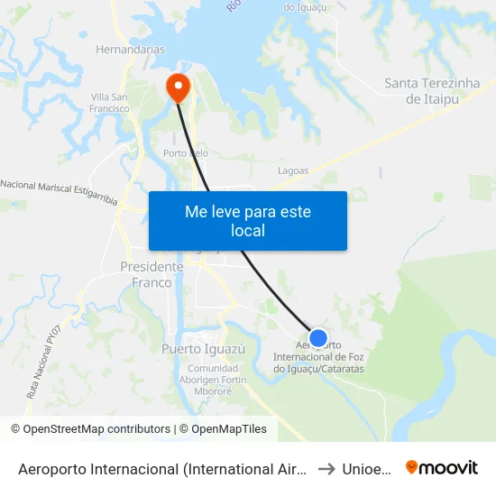 Aeroporto Internacional (International Airport) to Unioeste map